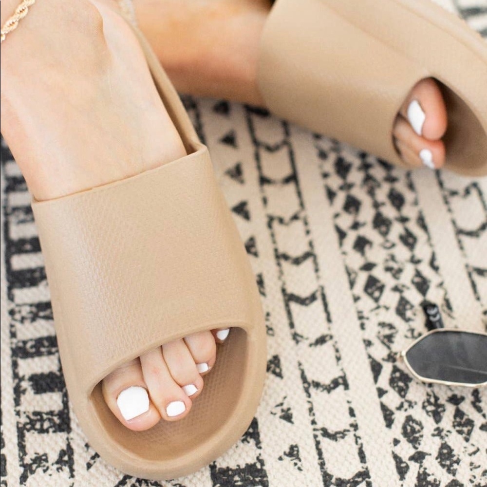 Nude Chunky Sole Rubber Slides